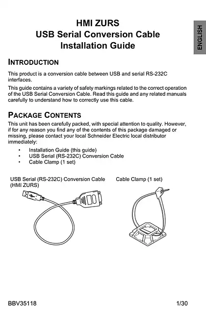 schneider施耐德HMIZURS USB Serial Conversion Cable
